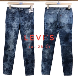 A48#👖กางเกงยีนส์ขาเดฟLEVI’S งานแบรนด์แท้ มือสองสภาพใหม่มาก เอว28”