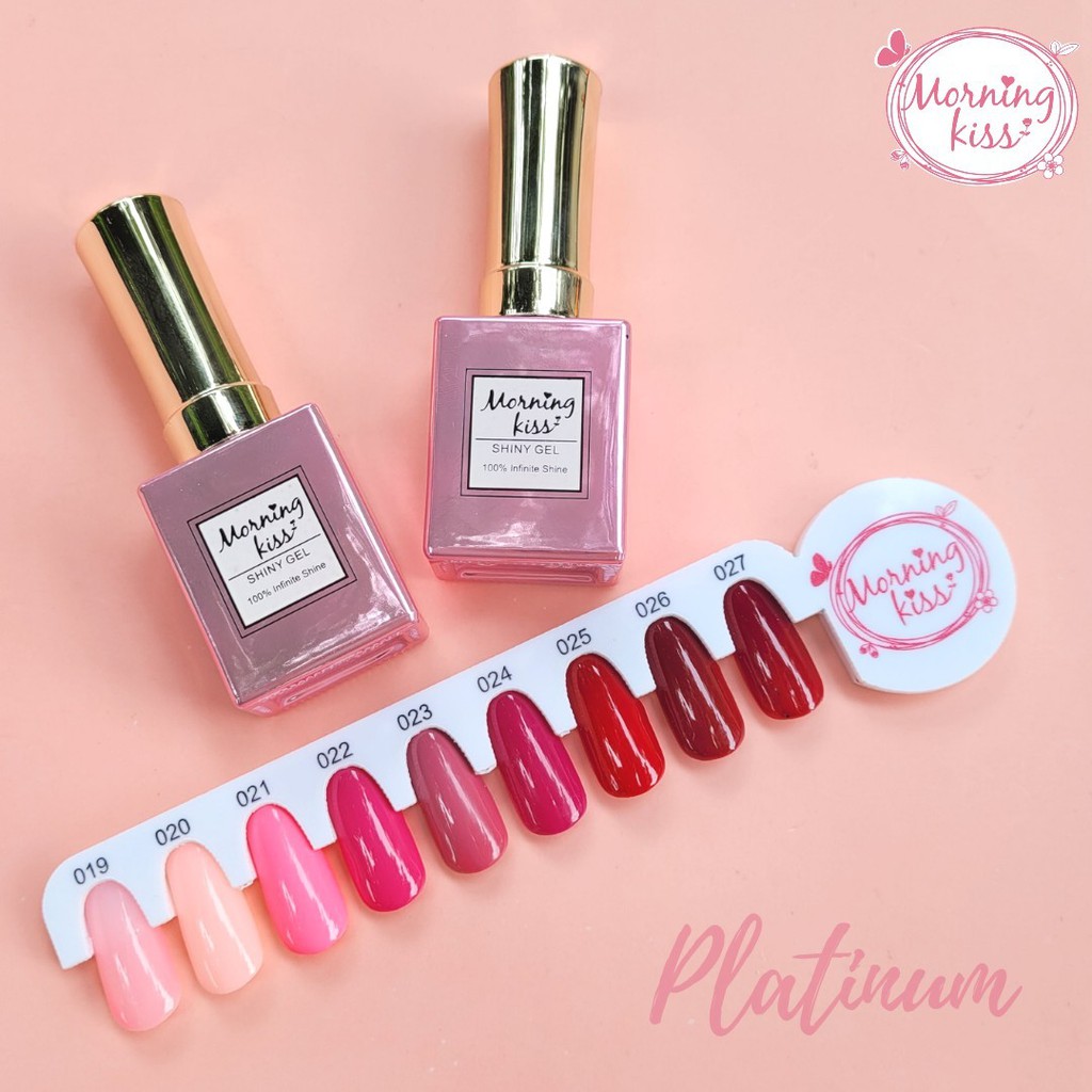 สีเจล Morning Kiss รุ่น Platinum 15 มล ขวดสีเงิน หรูหรา สีทาเล็บเจล ยาทาเล็บสีเจล ยาทาเล็บเจล สีทาเล