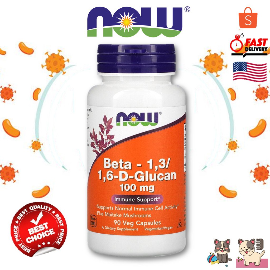 Now Foods Beta-1,3/1,6-D-Glucan immune support 100mg/90 Capsule ...