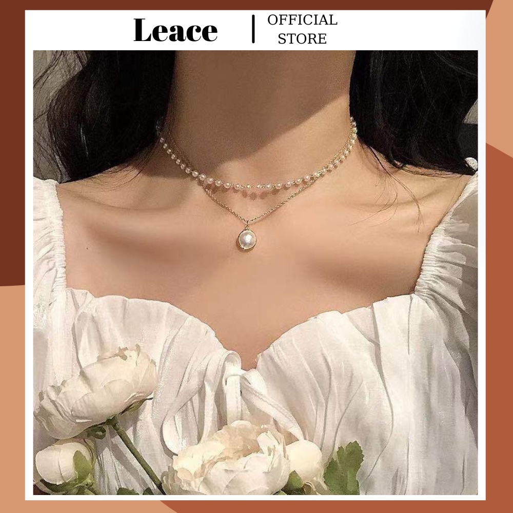 สร้อยคอผู้หญิง สร้อยคอผู้หญิง 2 ชั้น มีมุก เรียบง่ายทันสมัย NL007,008,009 Leace.accessories