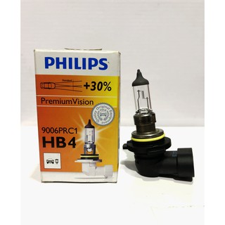 หลอดไฟ รถยนต์  HB4 Philips 12V 55W P22d Premium Vision +30% 9006PRC1 ของแท้รับประกัน100%