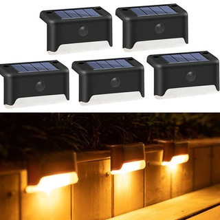 （มีปุ่ม）ไฟติดบันได ติดกำแพงหน้าบ้าน รั้วบ้าน เพิ่มความสวยงาม ไฟเหลือง Solar light 1 LED ไฟพลังงานแสงอาทิตย์