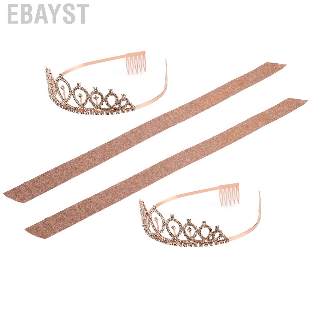 ebayst-2-sets-bridal-sash-rhinestone-tiara-kit-shiny-rose-gold