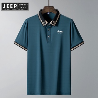 JEEP SPIRIT 1941 ESTD เสื้อเชิ้ตแขนสั้น ผ้าเรยอน ป้องกันริ้วรอย ขนาดใหญ่ แฟชั่นสําหรับผู้ชายวัยกลางคน