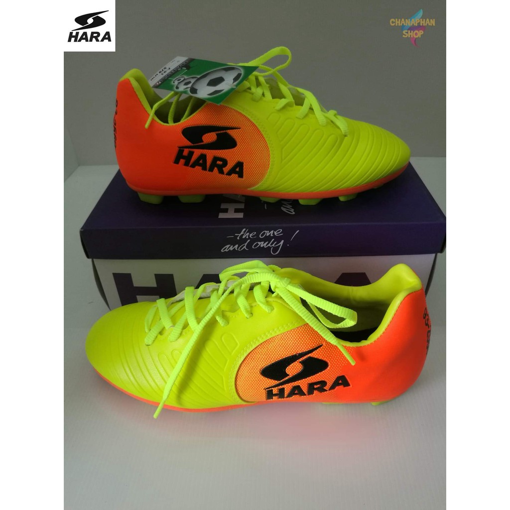 รองเท้าฟุตบอล รองเท้าสตั๊ด HARA รุ่น F93 สีเขียวตองส้ม SIZE39-44