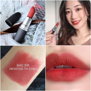 MACแท้ ลิปสติก แท้/ ลิปสติกกันน้ำติดทนนาน / matte lipstick #316