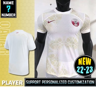 เสื้อกีฬาแขนสั้น ลายทีมชาติฟุตบอล Qatar away 22-23 ชุดเยือน ไซซ์ S-2XL