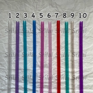 [ SALE!! ] หลอดพลาสติกรียูส Reusable Straws หลอดกากเพชร สีสันสดใส ใช้ซ้ำได้ พกง่าย ลดโลกร้อน แพ็ค 3 หลอด