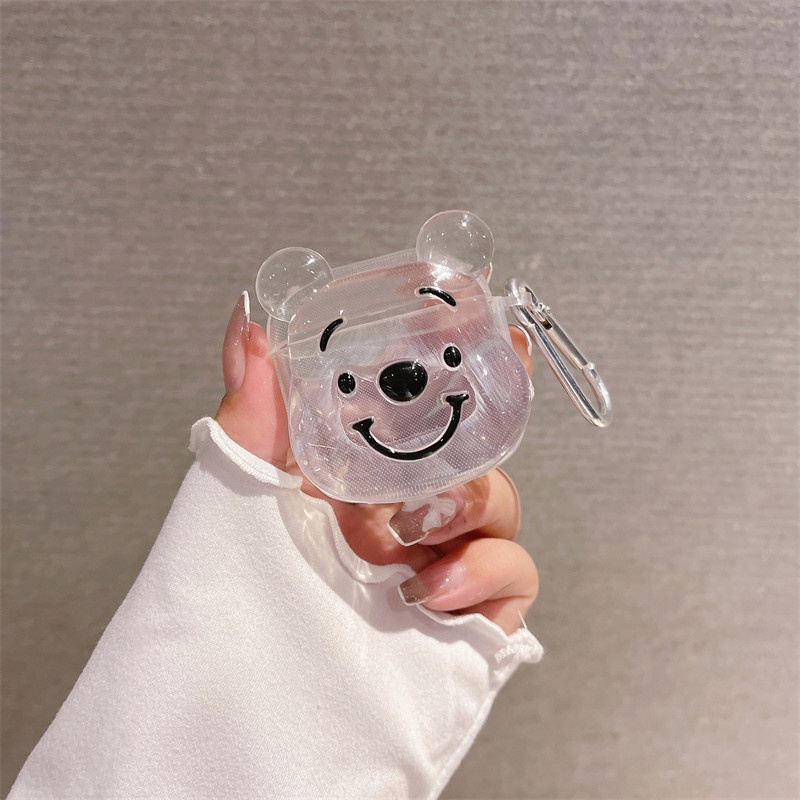 สําหรับ Redmi Buds 5 Pro TWS กรณี Buds 4 Lite Airdots 3 Pro soft TPU 3D โปร่งใสการ์ตูนหมีแมวฝาครอบป้องกันพร้อมตะขอ