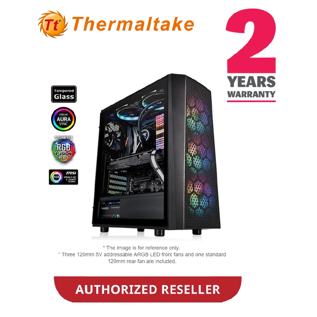 Thermaltake Versa J24 Tempered Glass TG ARGB Edition Mid-Tower Chassis CA-1L7-00M1WN-03