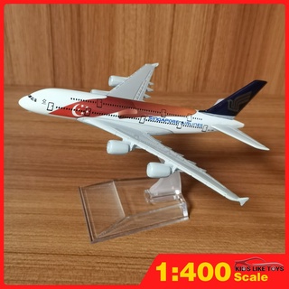 ✚♂☈KLT 1:400 Singapore Bunting Airbus A380 aircraft model diecast alloy Airplane model 16cm childrens toys collection k