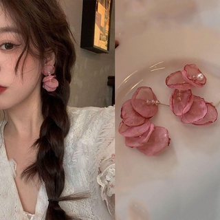 ต่างหู รูปดอกไม้ สีชมพูน่ารัก สไตล์เกาหลี และญี่ปุ่น
