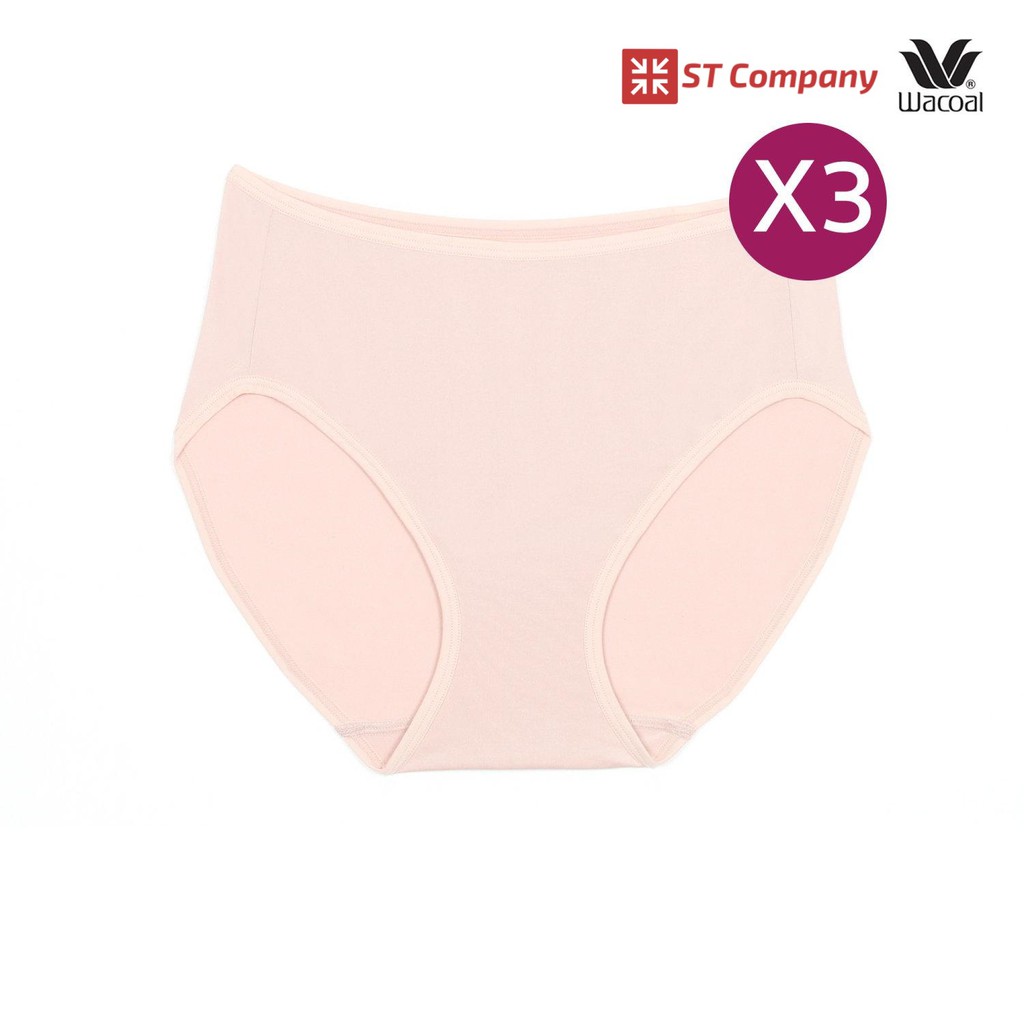 Wacoal Half Panty กางเกงใน แบบครึ่งตัว 3 ตัว สีเบจ (BE) รุ่น WU3287 ทรงบิกินี่ ขอบเรียบ Bikini วาโก้