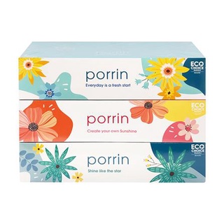 ทิชชู่ กระดาษเช็ดหน้า PORRIN BOX 120 แผ่น แพ็ก 3 ชิ้น กระดาษชำระ