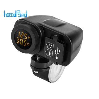 12V To 5V Motorcycle Usb Charger For Moto 2.1A 12V Motorcycle Charger With Voltmeter Led Display Thermometer