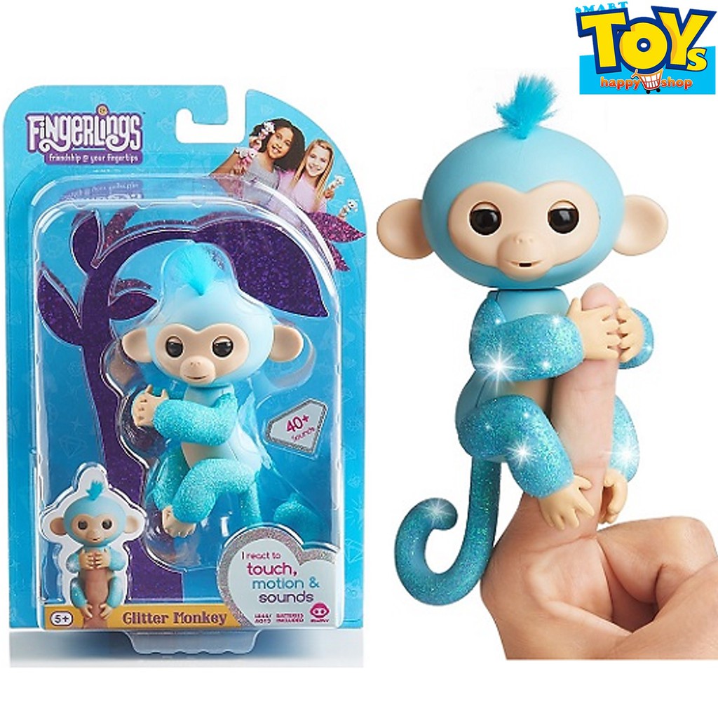 FingerLings Friendship Your Fingertips Glitter Monkey Amelia (Blue)
