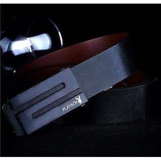 DONT MISS! PLAYBOY MEN LEATHER BELT (Free Size) เข็มขัดหนังสีดำรุ่นใหม่จาก Playboy หัวเข็มขัดโลหะ