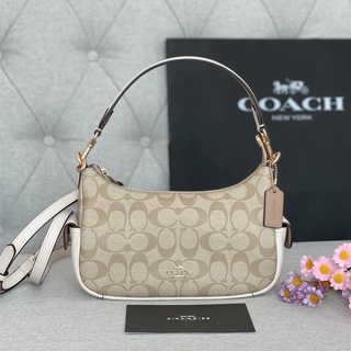 👑ผ่อน0%~แท้100%👑 กระเป๋าสะพาย COACH C7223 PENNIE SHOULDER BAG 25 สีขาวลายซี