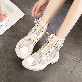 รองเท้าหุ้มข้อสไตล์เกาหลี Size 35 ตาข่ายแบบโปร่งระบายอากาศ สีขาว ของใหม่มือ1