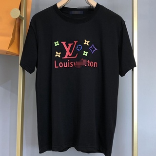 Lv2022 เสื้อยืดคอกลม แขนสั้น ผ้าฝ้าย พิมพ์ลาย แฟชั่นฤดูใบไม้ผลิ และฤดูร้อน สําหรับผู้ชาย และผู้หญิงS-5XL