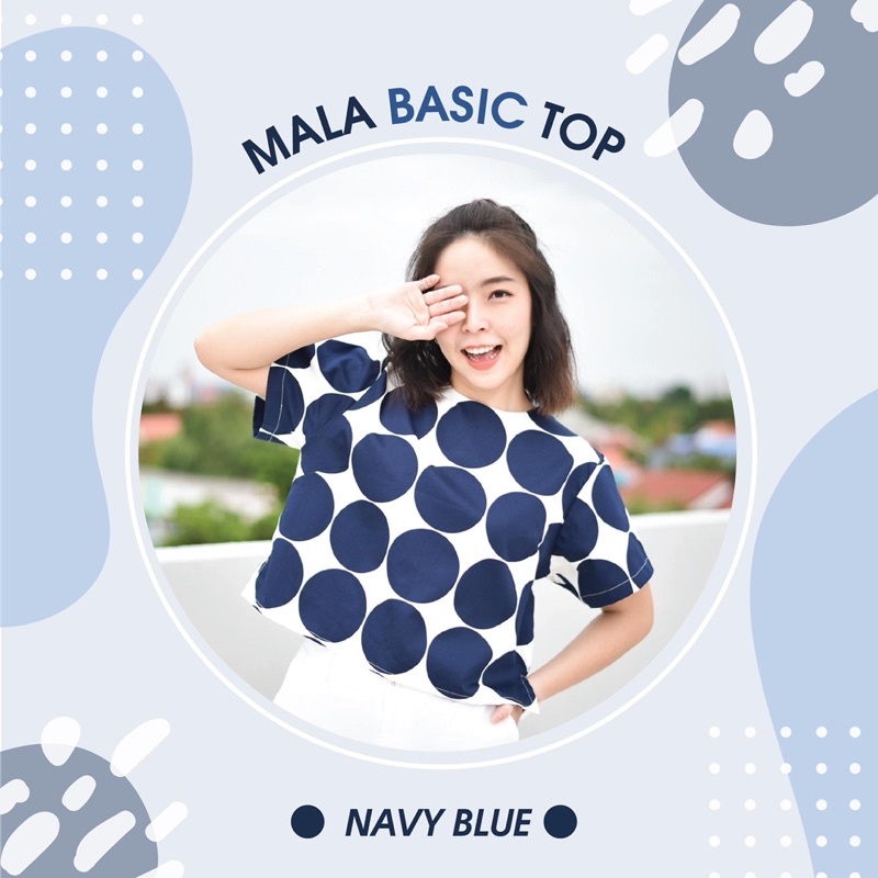 MALA BASIC TOP เสื้อครอปแขนสั้น ผ้าคอตตอนญี่ปุ่น POLKA DOT