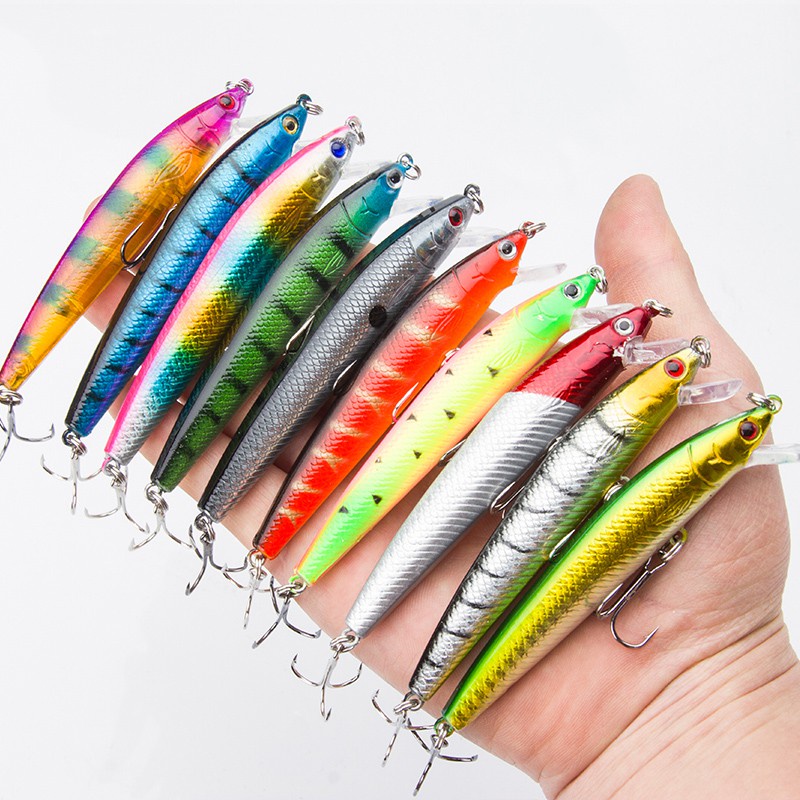 เหยื่อปินเนอร์ เหยื่อปลา เหยื่อตกปลา Buzz เหยื่อเหยื่อล่อเหยื่อพลาสติก SwimBit Lure Minnow อุปกรณ์ตกปลา Sinking Minnow 1PCS 7.5g/10cm เหยื่อ