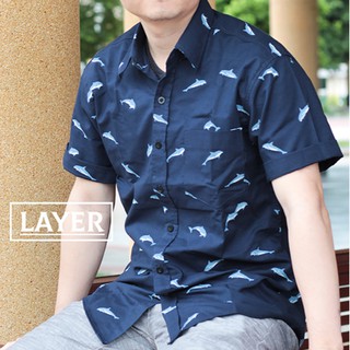 Layer Shirt เสื้อเชิ้ตเเขนสั้น ลายโลมา