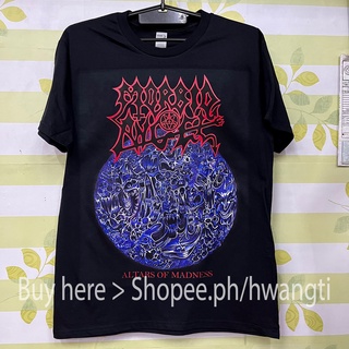 printเสื้อยืดแฟชั่นพิมพ์ลายเสื้อยืด แขนสั้น พิมพ์ลาย MORBID ANGEL ALTAR OF MADNESS SHIRT DTG ( M-178 ) -S-4XL