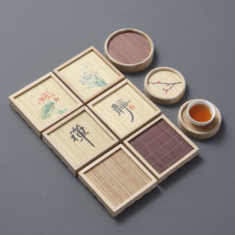 【SEZTO】แผ่นรองแก้วไม้ไผ่ กันความร้อน รองกาน้ำชา อุปกรณ์ชงชา Bamboo Coaster จัดส่ง24ชม ฟรีค่าจัดส่ง