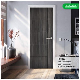 LEOWOOD ประตูปิดผิวเมลามีน iDoor S6-06  80x200cm. CINEREO OAK