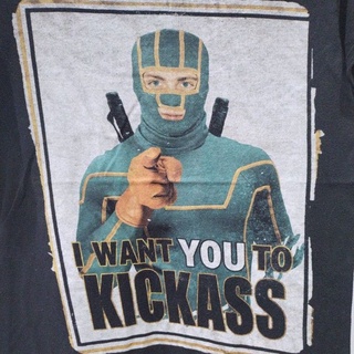 ส่งฟรี 🥰เสื้อยืดมือสอง Usa Movie TShirt Kick-Ass เกรียนโคตร มหาประลัย Size S.อก18.5/ยาว25