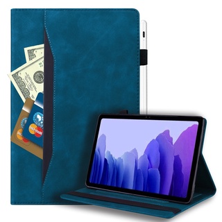 Samsung Galaxy Tab S7 11" SM-T870 T875 Tab S7+ 12.4" SM-T970 T976B Tab A7 10.4" (2020) SM-T500 T505 Casing Cover ，Premium Solid color PU Leather Wallet Shell Flip Cover with Card HolderTablet Case