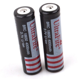 Ultrafire ถ่านชาร์จ 18650 3.7V 4000 mAh - สีขาว/ดำ (2 ก้อน)