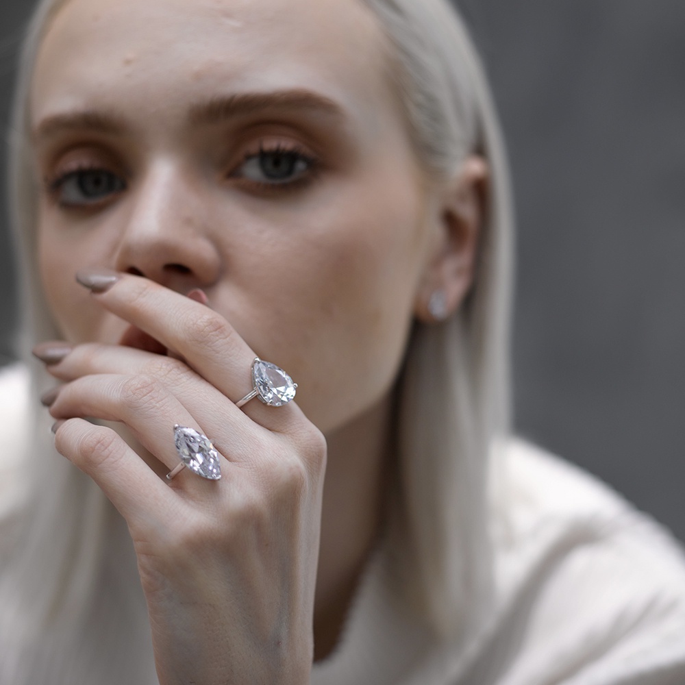 SWAN خاتم فضة Oversize Marquise بزركون — صورة 7