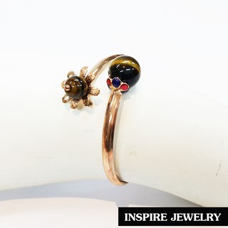 Inspire Jewelry ,กำไลหินตาเสือ มีให้เลือก ตัวเรือนหุ้มทองแท้ 100% 24K ลงยา ฟรีไซด์ นำโชค เสริมดวง โชคลาภ