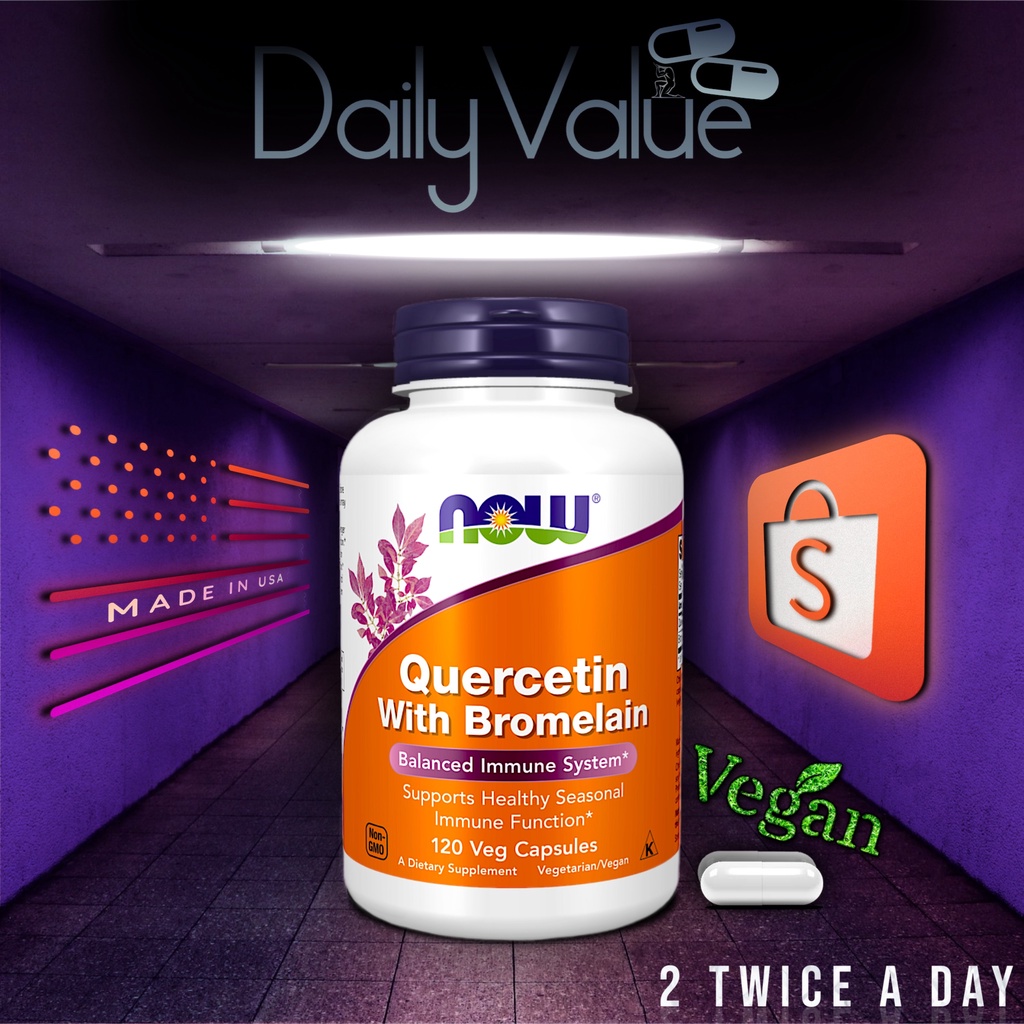 เควอซิทินผสมโบรมีเลน / Quercetin 800 MG w/ Bromelain 60/120/240 Capsules by NOW FOODS