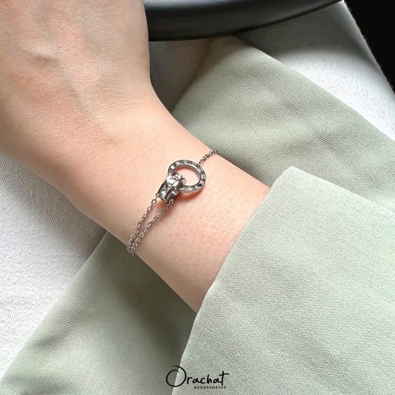 Orachat | Lucky clover 14k bracelet. (สร้อยข้อมือตัวเรือนสแตนเลส)