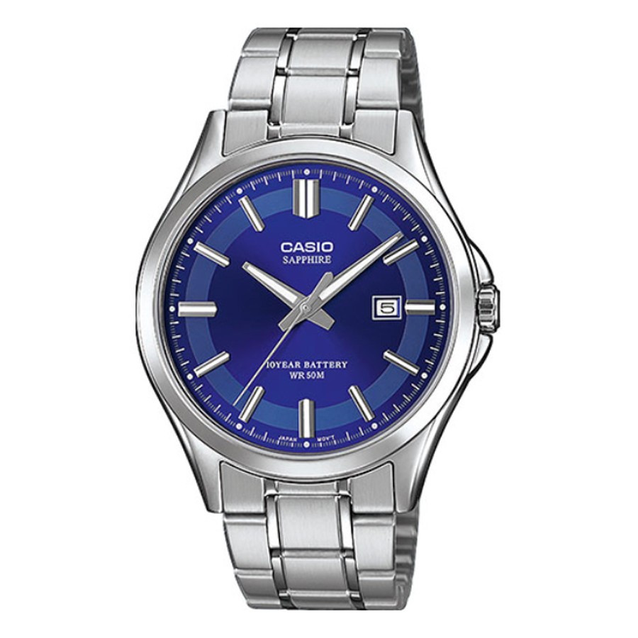 Casio Standard นาฬิกาข้อมือผู้ชาย สายสแตนเลส รุ่น MTS-100D,MTS-100D-2A,MTS-100D-2AV - สีเงิน-น้ำเงิน