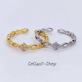 Collect-Shop แหวนเงินแท้ S925 ทอง18k ฝังเพชรสวิส CZ เรียบหรู สวยงาม