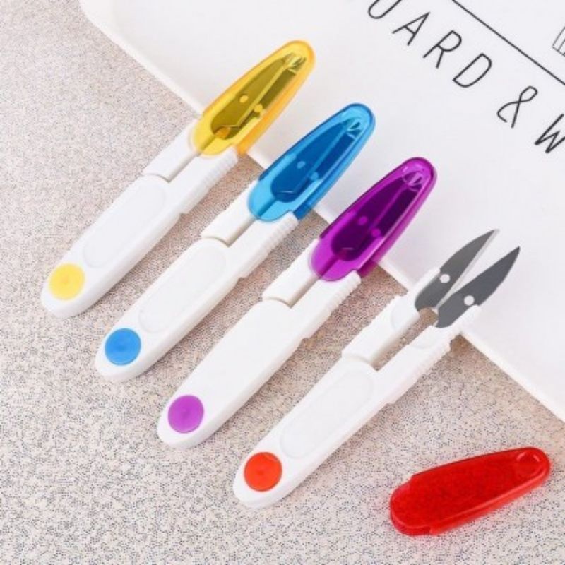 ขายด้ายสีแบบสุ่ม Snipper Clipper 60327 กรรไกรเย็บผ้าพลาสติกพร้อมฝาครอบนิรภัย Gunting Benang