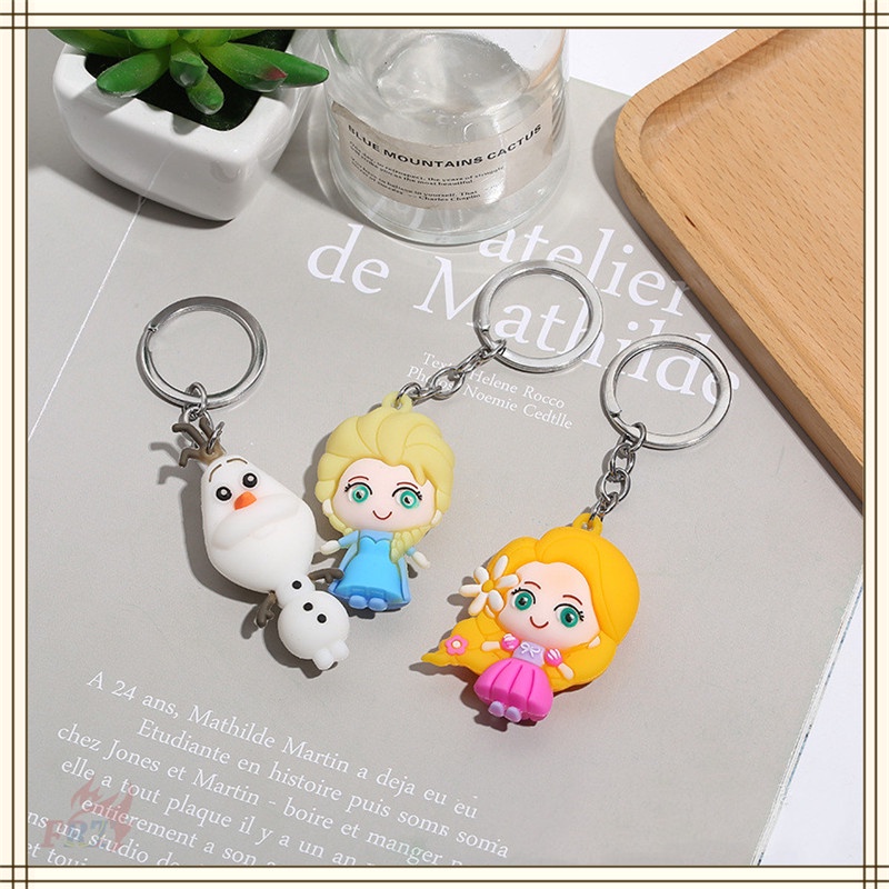 พวงกุญแจ Frozen - Elsa Anna Olaf แหวนพวงกุญแจ PVC ลายการ์ตูนเจ้าหญิง 3 แบบ 1 ชิ้น