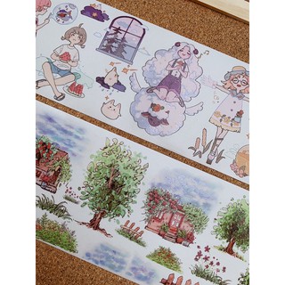 🌲 Dreamy Girl and Landscapes Washi Tape 🌲 วาชิเทป ลายเด็กน้อยช่างฝัน กับ ต้นไม้และใบหญ้า🌲 sticker สติ๊กเกอร์