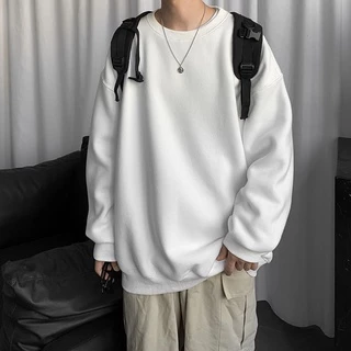 [การจัดส่งในท้องถิ่น] เสื้อสเวตเตอร์แขนยาว แบบลำลอง สีพื้น สำหรับผู้ชาย ขนาด M-5XL