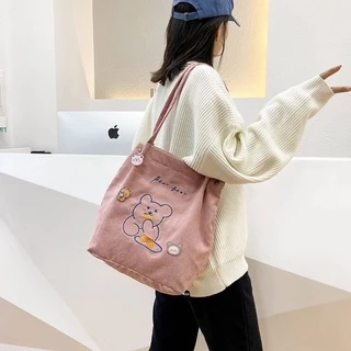 (มีส่งด่วน) ifashionbag(IF1729) กระเป๋าผ้าลูกฟูกน้อนหมี ʕ·ᴥ·ʔ Bear