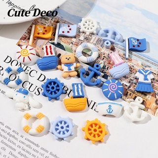 CROCS 【Cute Deco】กระดุมเรซิ่น รูปเรือใบ สุนัข หมีน้ําเงินน่ารัก (10 แบบ) DIY สําหรับผู้หญิง