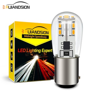 Ruiandsion หลอดไฟเบรกท้ายรถยนต์ BA15D LED 10-30V ไม่เป็นขั้ว สีขาว อบอุ่น