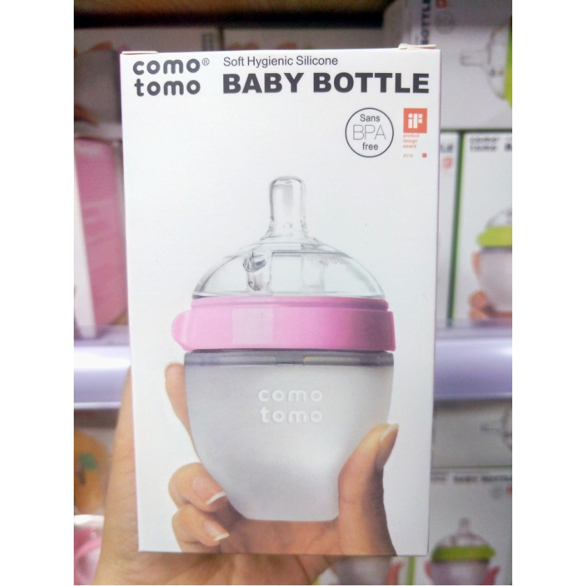 COMO TOMO ขวดนม ขวดนมพร้อมจุกนมซิลิโคน(A0051/A0063) ขนาด 5oz/150ml / 8oz./250ml จุกนมเสมือนเต้านมแม่ จุกนมนิ่ม บีบได้