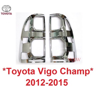 ครอบไฟท้าย TOYOTA HILUX SR5 MK6 VIGO CHAMP 2012-2015 ครอบไฟท้ายรถ โตโยต้า วีโก้ แชมป์ สีชุบโครเมี่ยม ครอบไฟ ไฟท้าย