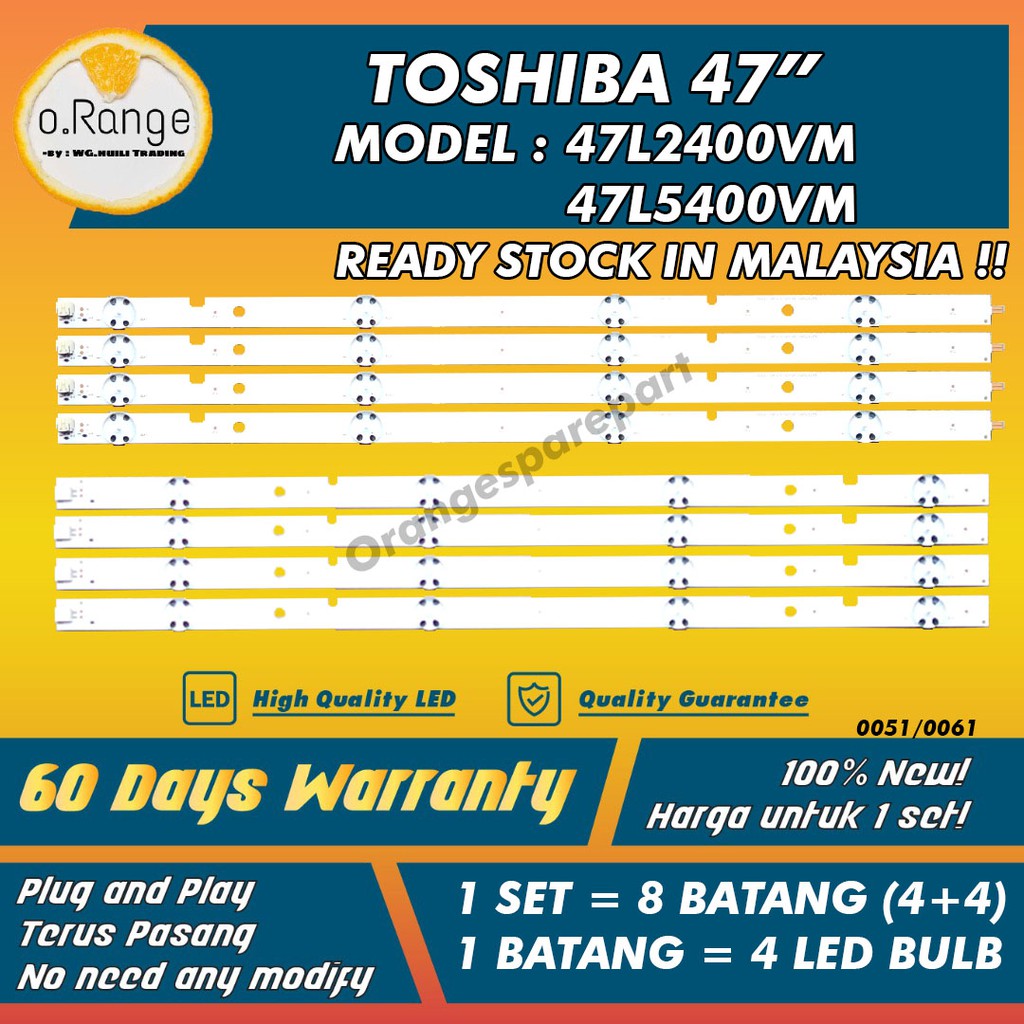 (TV 47L2400VM LAMP) 47L5400VM Toshiba 47 INCH LED TV BACKLIGHT 47L2400 / 47L5400 Mla9 ( LAMP) 47 /