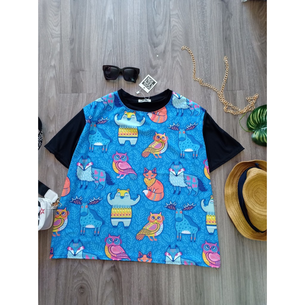 เสื้อยืด unisex ขนาดใหญ่[จิ้งจอกสีฟ้า] KY99